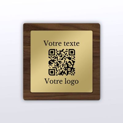 QR code menu en noyer et plaque laiton