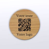 Plaque rond chêne - qr code sur bois