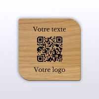 Plaque carré arrondi chêne - qr code en bois