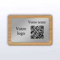 Plaque rectangle chêne inox - plaque qr code