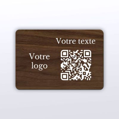 Plaque QR Code - Rectangle - Noyer - QR Code en bois