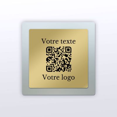 Plaque QR Code - Carré - Plexi + laiton - QR Code en plexiglass