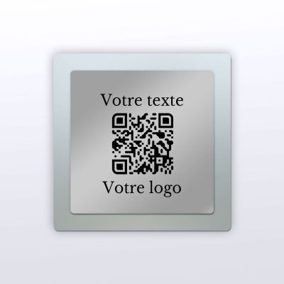 Plaque QR Code - Carré - Plexi + inox - QR Code en plexiglass