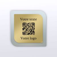 Plaque carré arrondi plexi laiton - Qr code plexi aspect givré