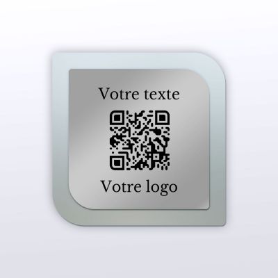 Plaque QR Code - Etiquette - Plexi + inox - QR Code en plexiglass