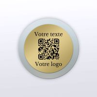 Plaque rond plexi laiton - plaque qr code plexiglass aspect givré