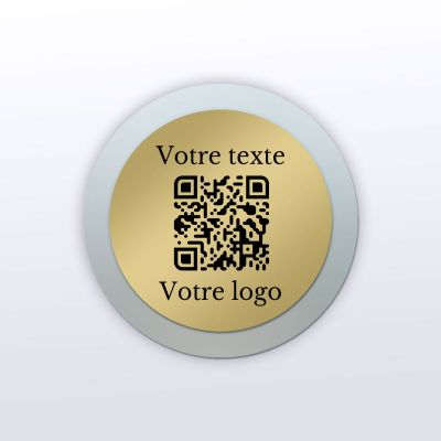 Plaque QR Code - Rond - Plexi + aspect laiton - QR Code en plexiglass vue1