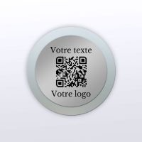 Plaque rond plexi inox - plaque qr code plexiglass aspect givré