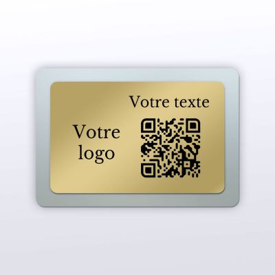 Plaque QR Code - Rectangle - Plexi + aspect laiton - QR Code en plexiglass