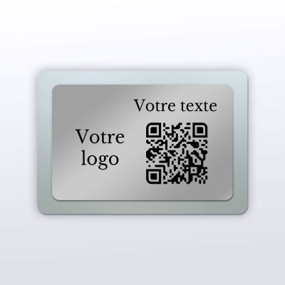 Plaque QR Code - Rectangle - Plexi + aspect inox - QR Code en plexiglass