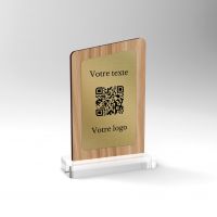 Chevalet en bois et laiton pour QR code restaurant vue1