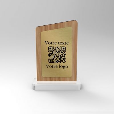 Chevalet en bois et laiton pour QR code restaurant vue2