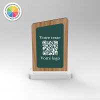 Chevalet chêne couleur asymétrique - Support QR Code pour restaurant