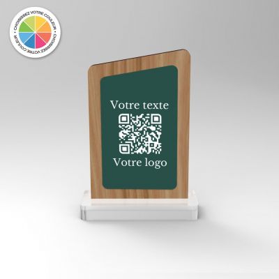 Chevalet en bois et couleur pour QR code restaurant vue1