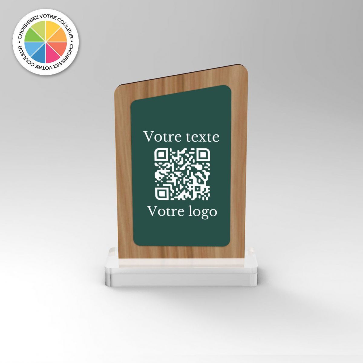 Chevalet en bois et couleur pour QR code restaurant vue1