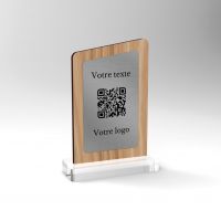 Chevalet chêne inox asymétrique - Support QR Code pour restaurant vue2