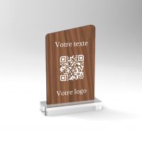 Chevalet noyer asymétrique - Support QR Code pour restaurant vue2