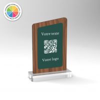 Chevalet noyer couleur asymétrique - Support QR Code pour restaurant vue2