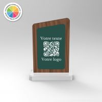 Chevalet noyer couleur asymétrique - Support QR Code pour restaurant vue1