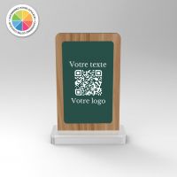 Chevalet chêne couleur rectangle - Support QR Code pour restaurant