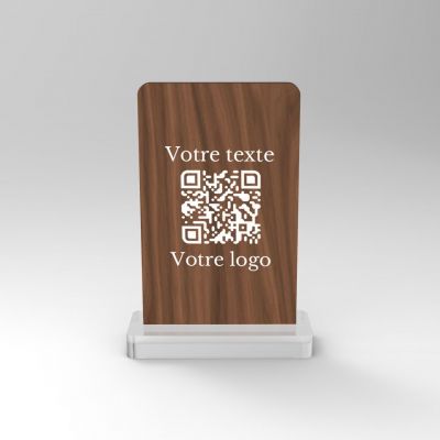 Chevalet noyer carré - Support QR Code pour restaurant vue1