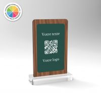 Chevalet noyer couleur carré - Support QR Code pour restaurant