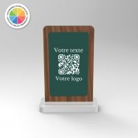 Chevalet noyer couleur rectangle - Support QR Code pour restaurant