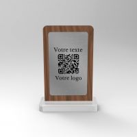 Chevalet noyer inox rectangle - Support QR Code pour restaurant