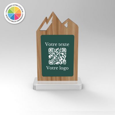 Chevalet chêne couleur montagne - Support QR Code pour restaurant vue1