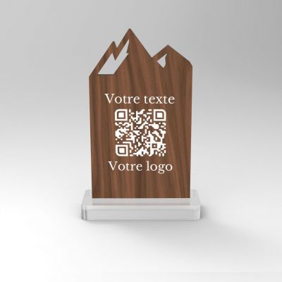 Chevalet noyer montagne - Support QR Code pour restaurant