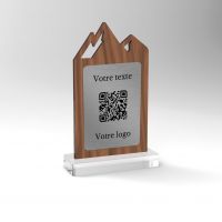 Chevalet noyer laiton montagne - Support QR Code pour restaurant vue2