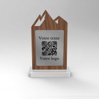 Chevalet noyer inox montagne - Support QR Code pour restaurant