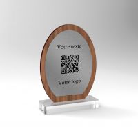 Chevalet noyer inox oval - Support QR Code pour restaurant vue2