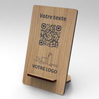 Présentoir chêne rectangle - Support QR Code en bois pour restaurant