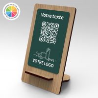 Présentoir chêne couleur rectangle - Support QR Code en bois pour restaurant