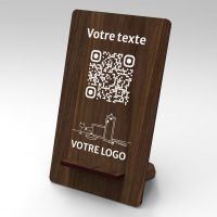 Présentoir noyer rectangle - Support QR Code en bois pour restaurant