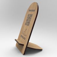 Présentoir chêne arrondi - Support QR Code en bois pour restaurant