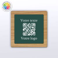 Plaque carré chêne couleur - plaque qr code