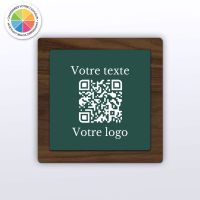 Plaque carré noyer couleur - plaque qr code