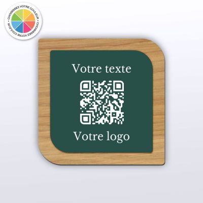 QR Codes en chêne et impression verte pour restaurant