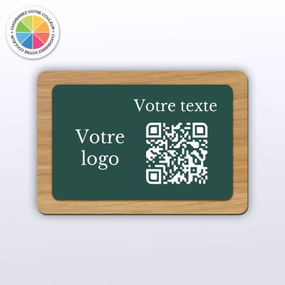 Plaque QR Code - Rectangle - Chêne + couleur - QR Code en bois