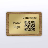 Plaque rectangle chêne foncé laiton - plaque qr code