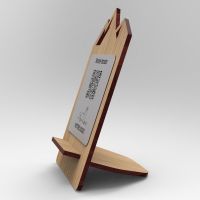 Présentoir chêne inox montagne - Support QR Code en bois pour restaurant