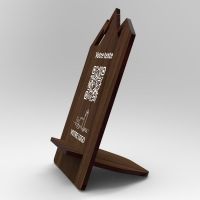 Présentoir noyer montagne - Support QR Code en bois pour restaurant