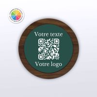 Plaque rond noyer couleur - plaque qr code