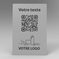 Présentoir incliné aspect inox rectangle - Support QR Code en plexiglass pour restaurant