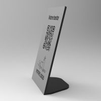 Présentoir incliné aspect inox rectangle - Support QR Code en plexiglass pour restaurant