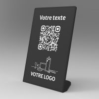 Présentoir incliné noir rectangle - Support QR Code en plexiglass pour restaurant