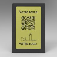 Présentoir incliné noir aspect laiton rectangle - Support QR Code en plexiglass pour restaurant