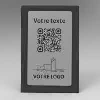 Présentoir incliné noir aspect inox rectangle - Support QR Code en plexiglass pour restaurant